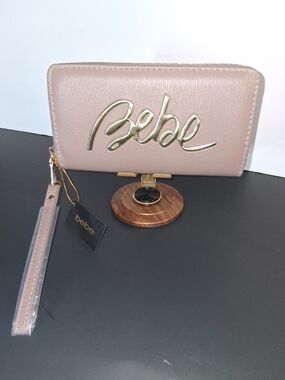 bebe Taupe Gianna Wristlet Wallet